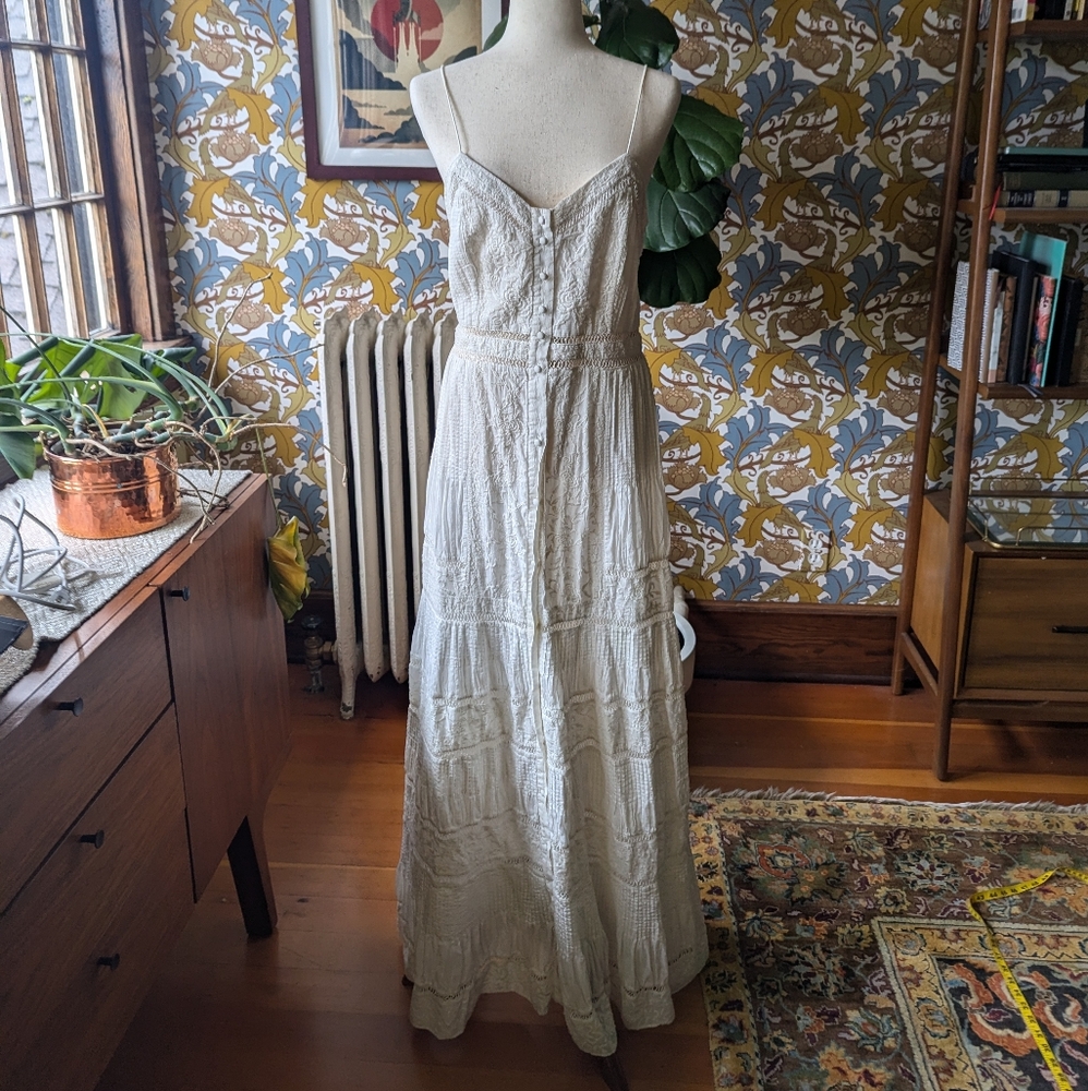 Alice + Olivia Cream Eyelet Maxi Dress